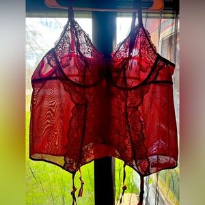 Red & Gold lace underwire bustier